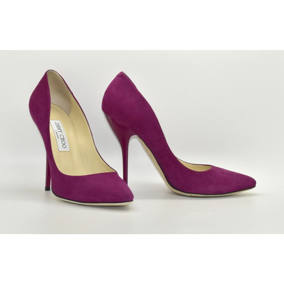 Jimmy Choo Shoes - D0 Auth JIMMY CHOO Fuchsia Suede Stiletto Heels Pump Shoes Size 40